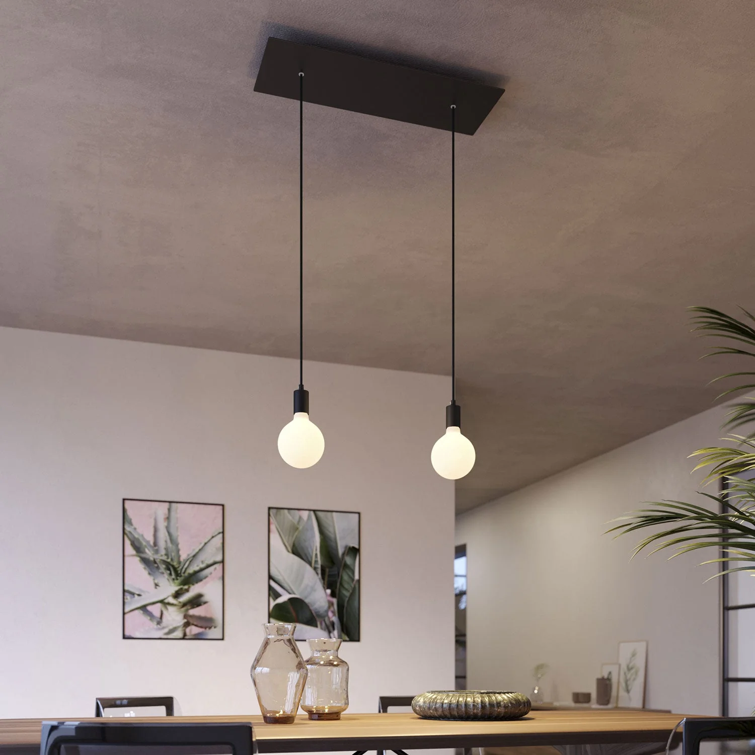 XXL Ceiling canopy Rose-One rectangular with 2 holes and 6 side holes, size 675 x 225 mm - Matte Black Dibond - Image 4