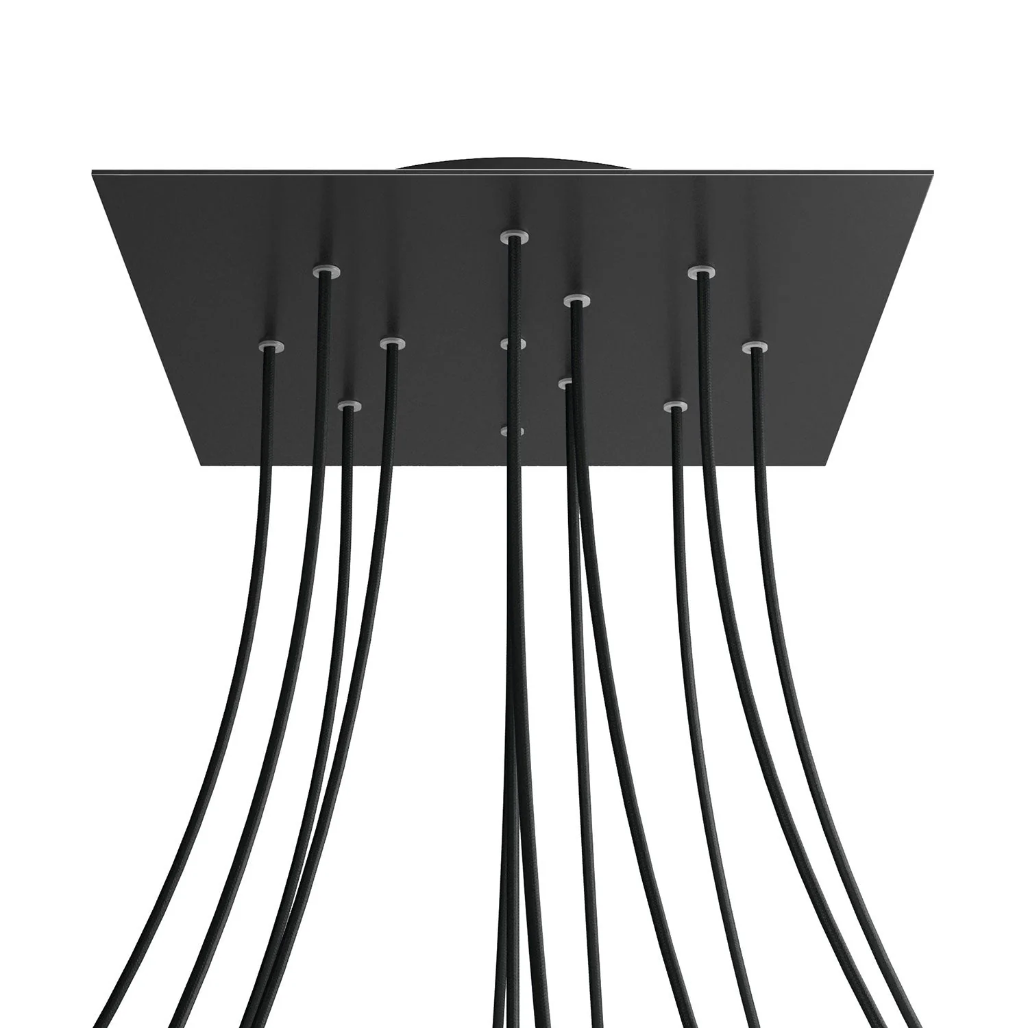XXL Rose-One square ceiling canopy, 400 mm with 12 holes and 4 side holes - Matte black - Image 8