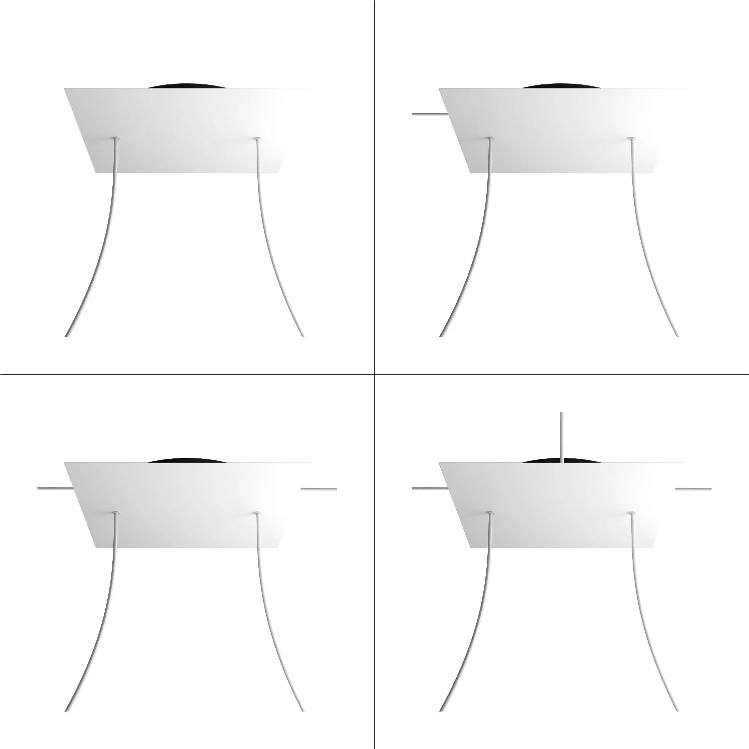 XXL Rose-One square ceiling canopy, 400 mm with 2 holes and 4 side holes - Meadow green - Image 9