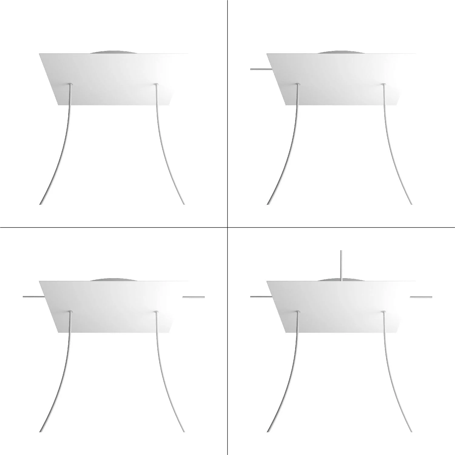 XXL Ceiling canopy Rose-One square, 400 mm with 2 holes and 4 side holes - Petrol - Image 4