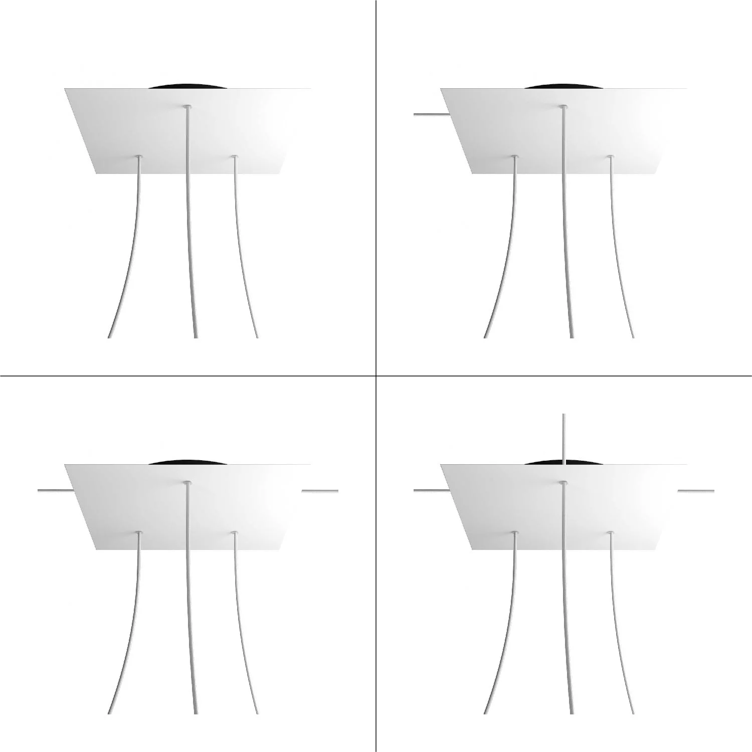 XXL Ceiling Canopy Rose-One square, 400 mm with 3 holes and 4 side holes - Carrara Marble - Image 9