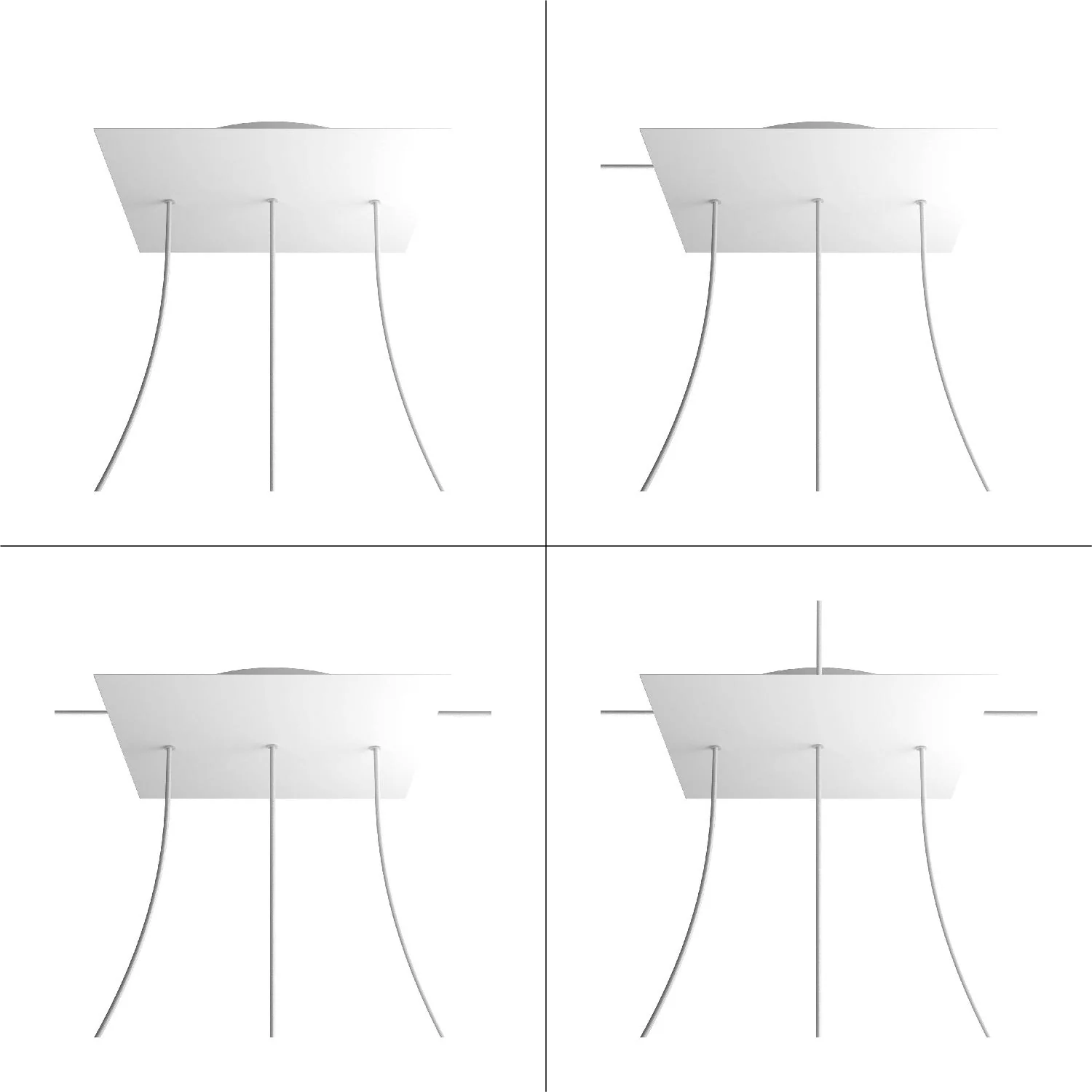 XXL Rose-One square ceiling canopy, 400 mm with 3 inline holes and 4 side holes - Wood - Image 4