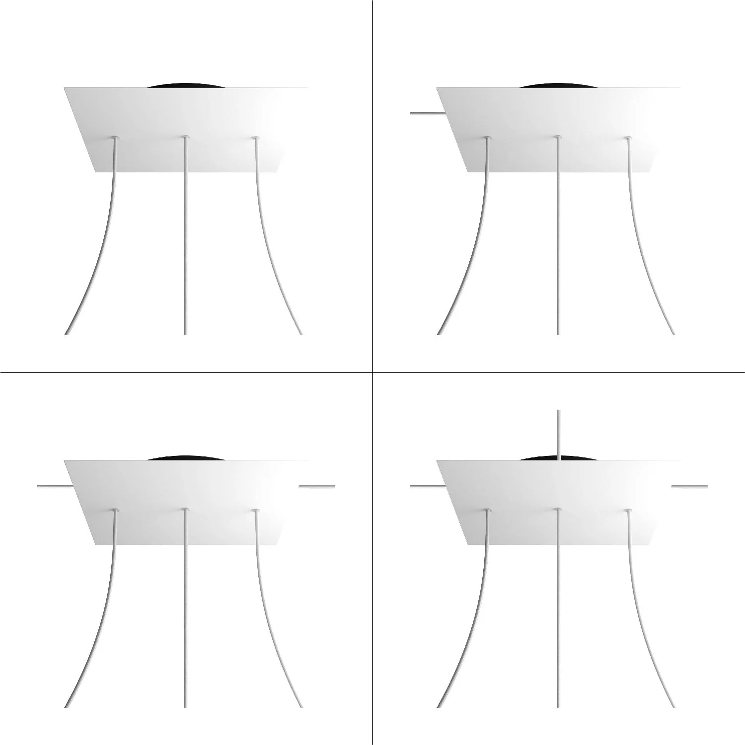 XXL Rose-One square ceiling canopy, 400 mm with 3 inline holes and 4 side holes - Wood - Image 9