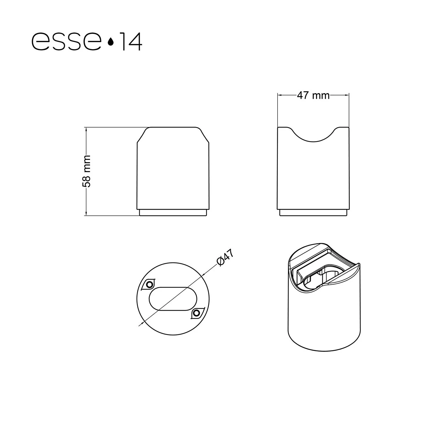 Esse14 wall or ceiling light for S14d LED light bulb - Waterproof IP44 - White - Image 7