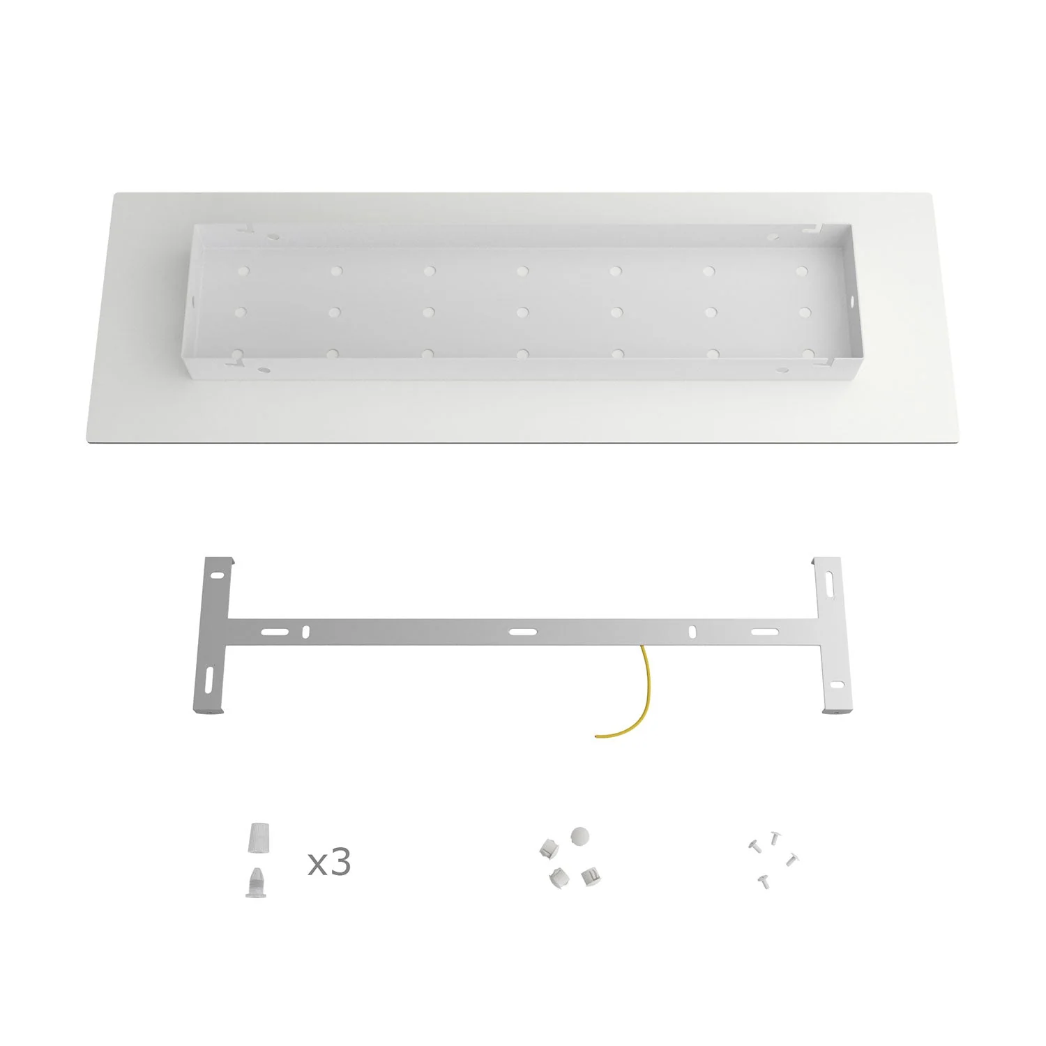 XXL Rose-One rectangular ceiling canopy with 3 inline holes and 6 side holes, size 675 x 225 mm - Satin steel Dibond - Image 5