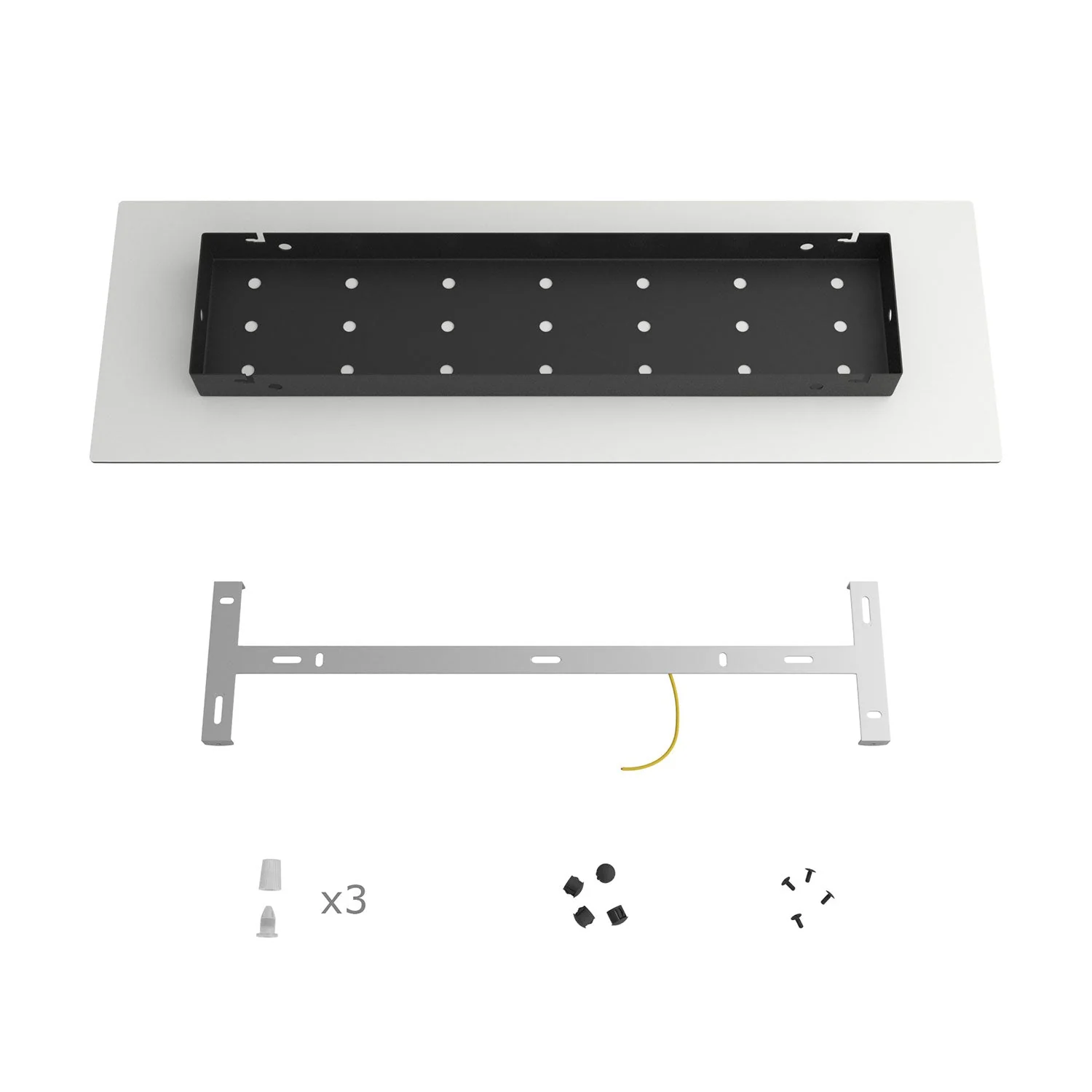 XXL Rose-One rectangular ceiling canopy with 3 inline holes and 6 side holes, size 675 x 225 mm - Matte white Dibond - Image 8